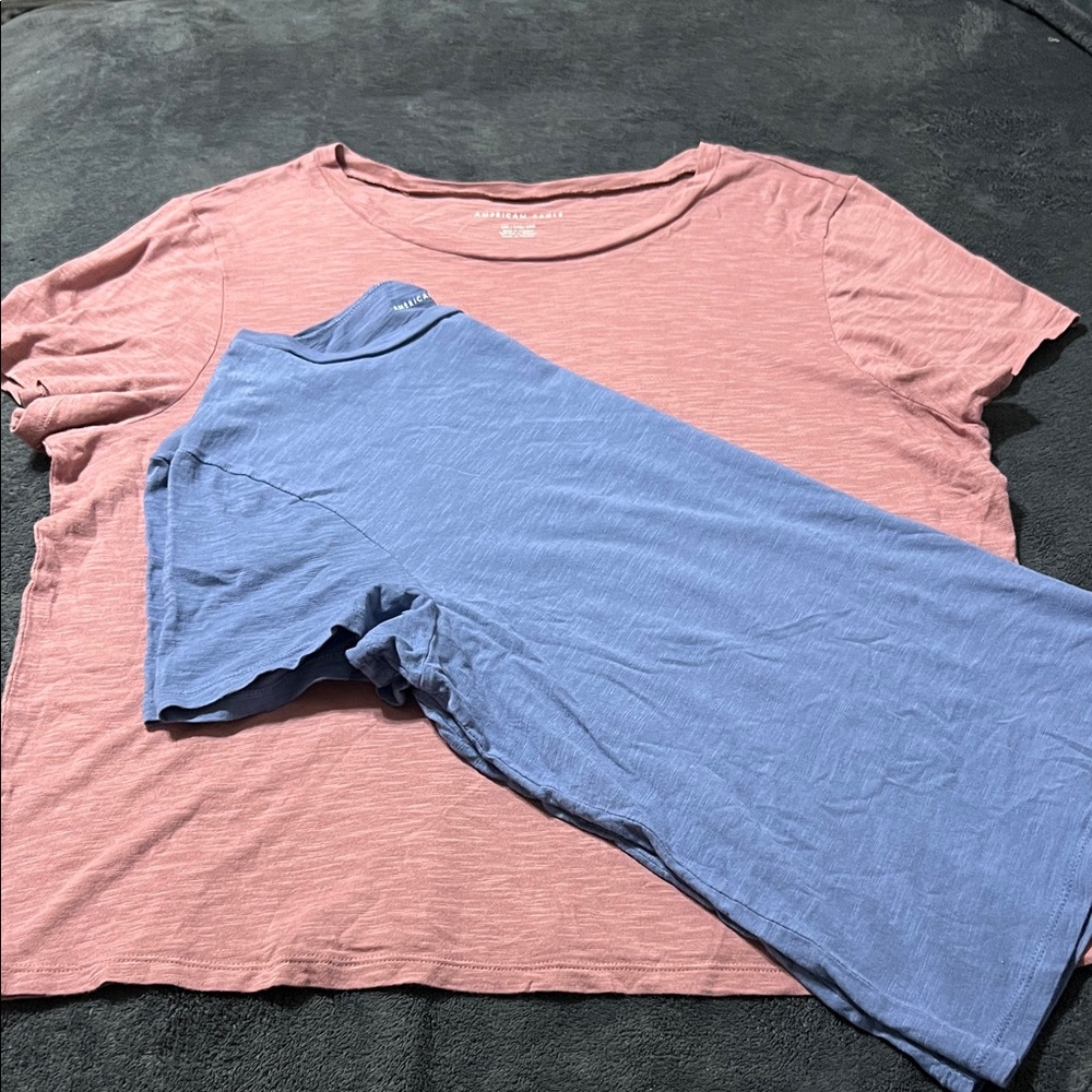 Lot of 2 American Eagle solid tee shirts womens XXL super soft tops mauve purple